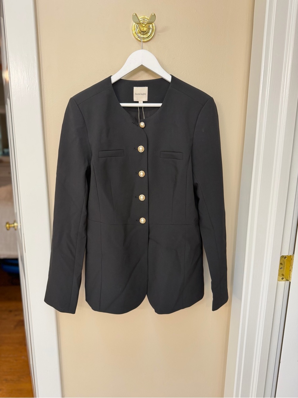 Favorite Daughter Black Blazer with Gold and Pearl Buttons